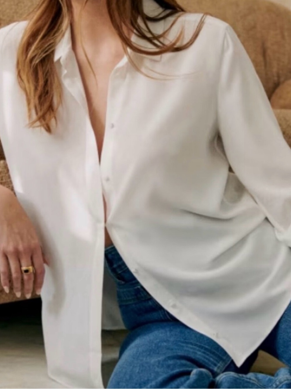 Sezane Ann Silk Button Front Blouse - size 8